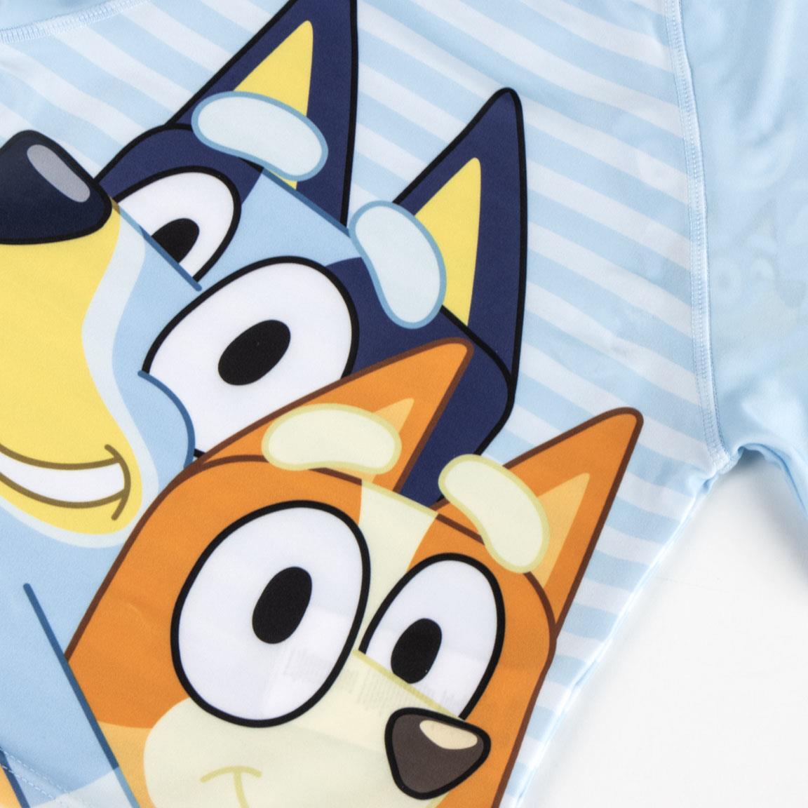 Camiseta de baño Infantil Bluey manga corta Azul Claro com estampado frontal 3/3