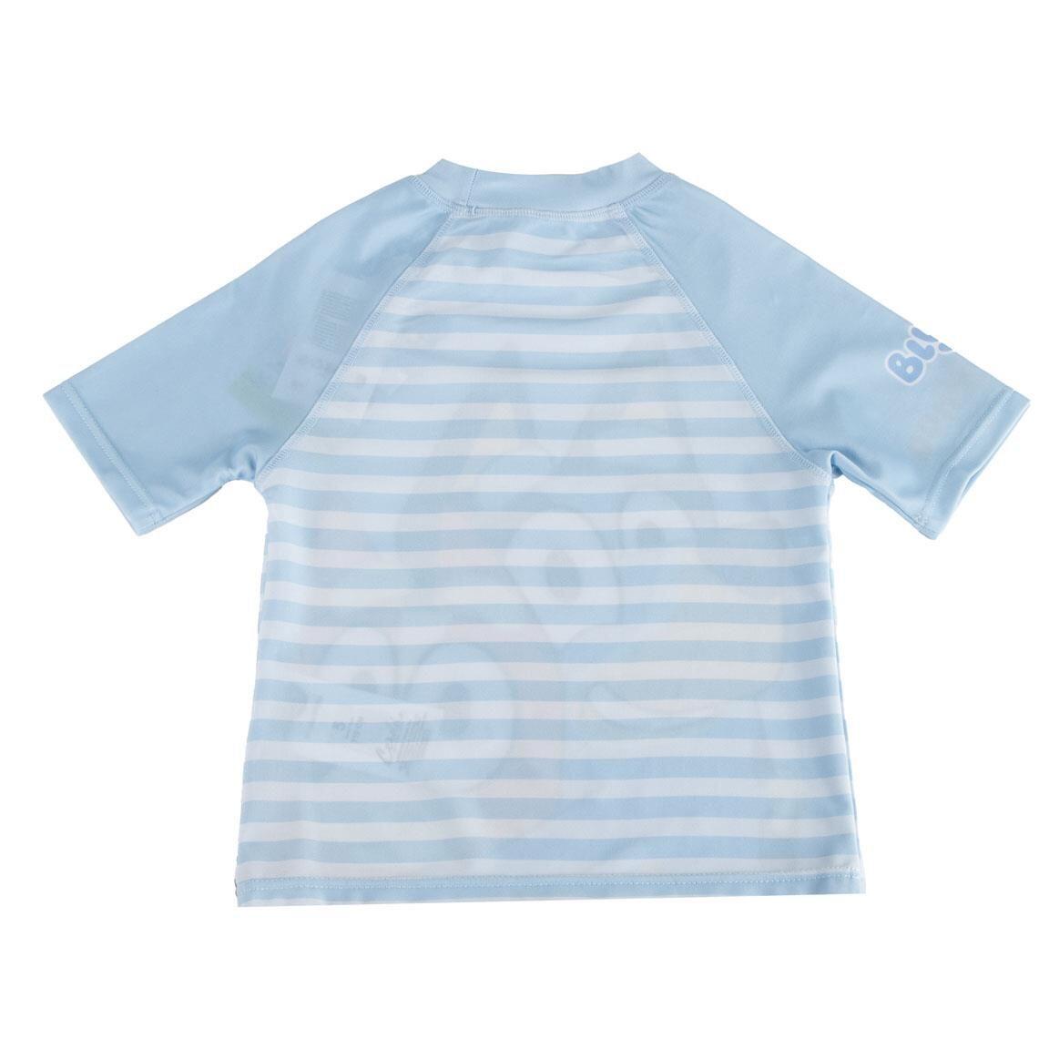 Camiseta de baño Infantil Bluey manga corta Azul Claro com estampado frontal 2/3