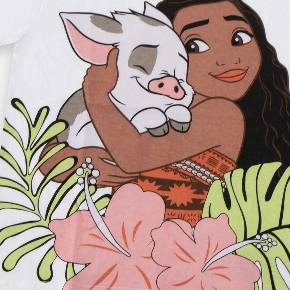 Camiseta manga corta Infantil Moana com estampado Vaiana e Pua Blanca 3/6