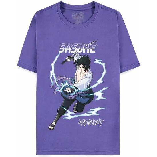 T-shirt Adulte Naruto Shippuden Sasuke manches courtes avec imprimé Violet