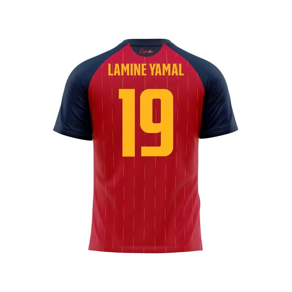 Camiseta de fútbol Adultos Selección Española Lamine Yamal Roja et Azul 4/4