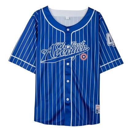 Camiseta Baseball Adulto Marvel Comics Negra con Botones y Ribetes Rojos