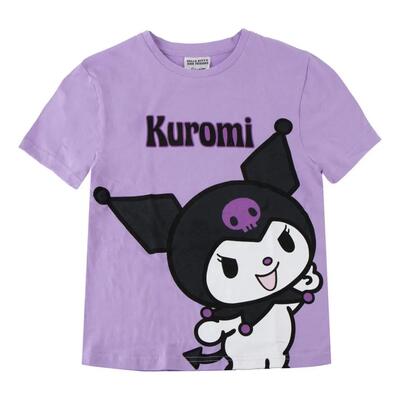 T-shirt kinderen korte mouw zachte katoen paars hello kitty kuromi