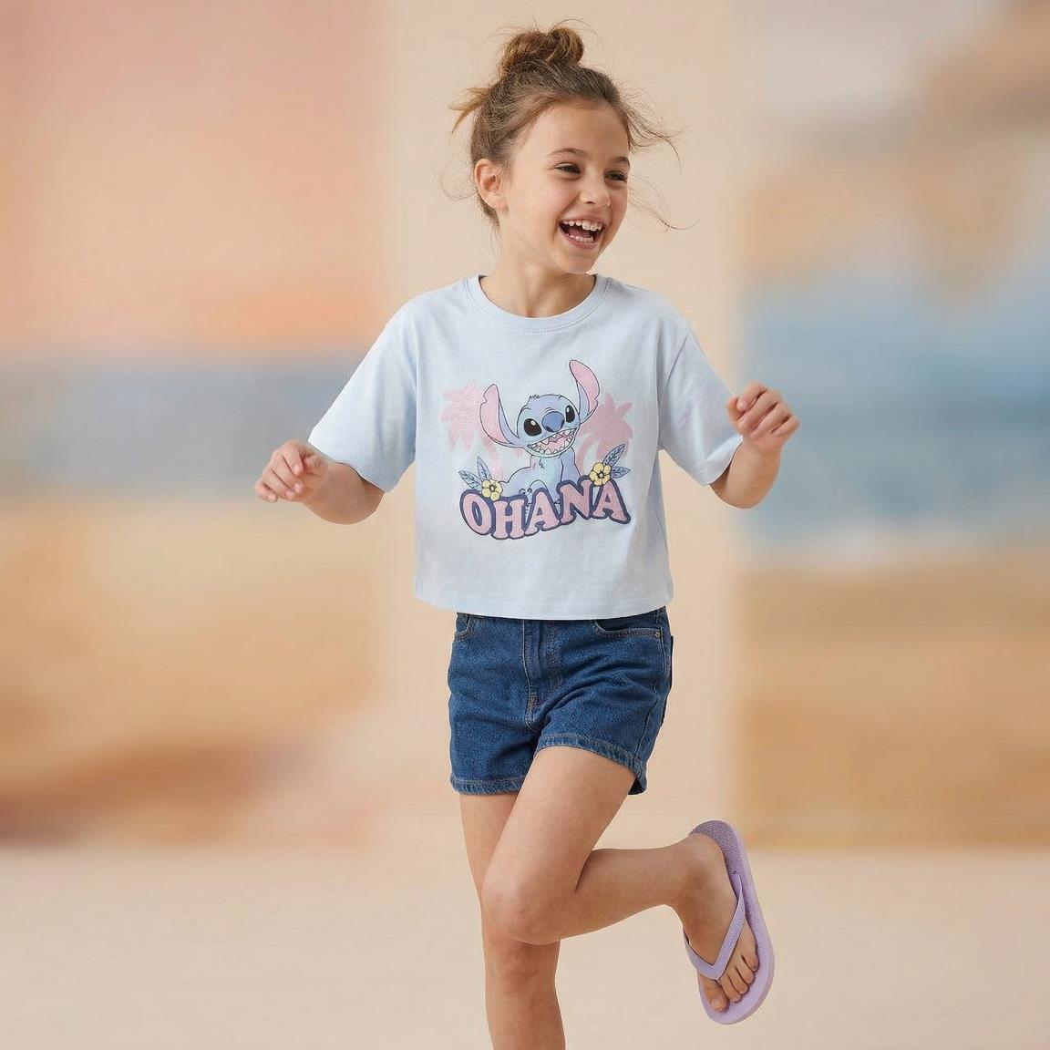Camiseta manga corta Enfant Stitch Ohana Estampada Azul Claro 5/6