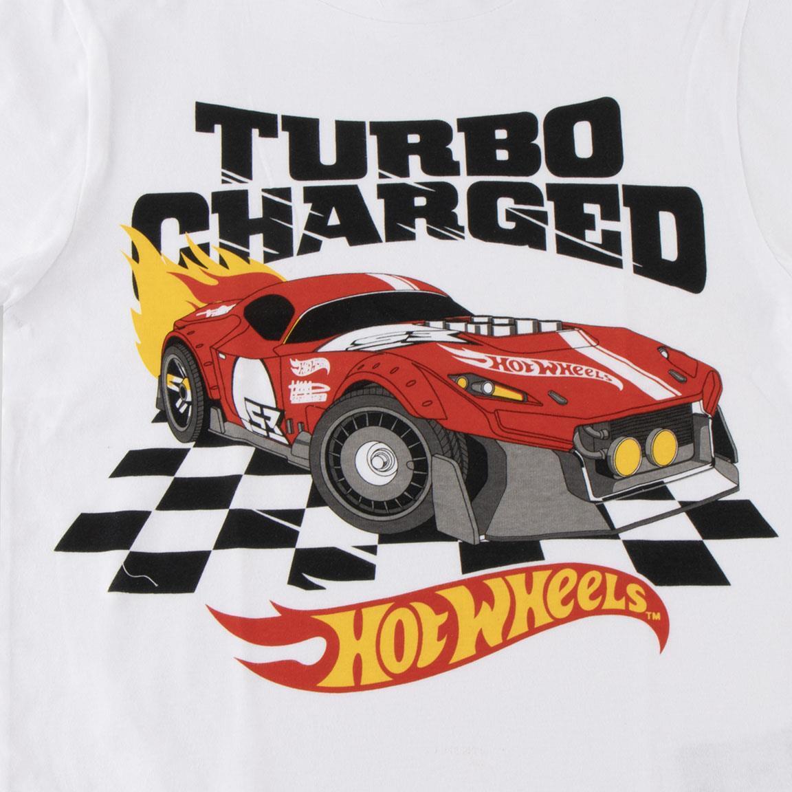 Camiseta manga corta Infantil Hot Wheels Turbo Charged com coche Blanca 3/6