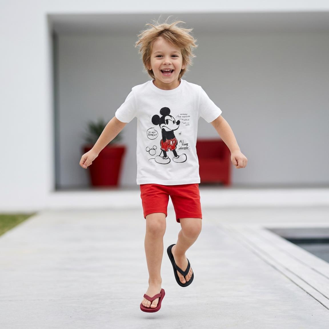 Camiseta manga corta Kinder Mickey mit estampado frontal Color Blanco 5/6