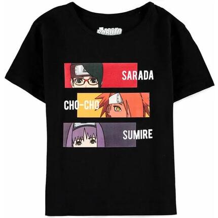 T-shirt Enfants Boruto Next Generation Manches Courtes Noir avec Imprimé