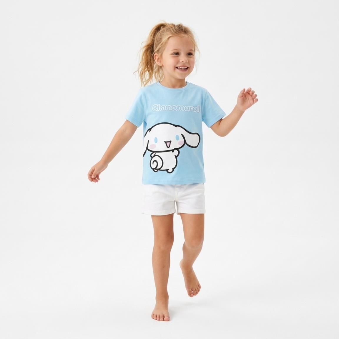 Camiseta Infantil manga corta Hello Kitty Cinnamoroll Azul Claro Celeste 4/6