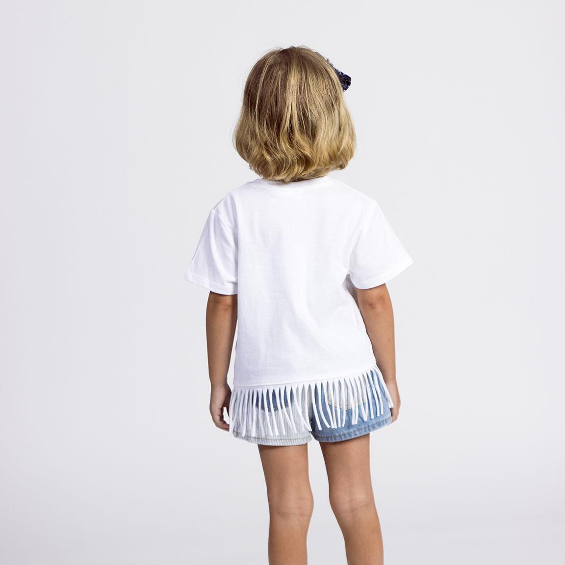 Camiseta Enfant Stitch Manga Corta Blanca avec Flecos et Estampado 5/5