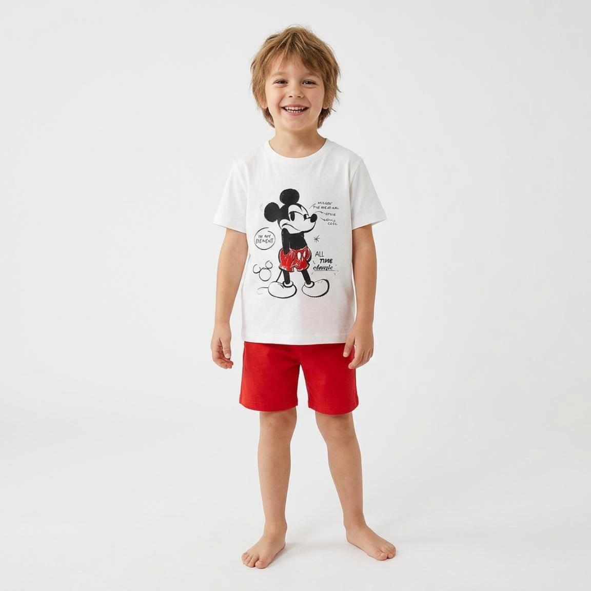 Camiseta manga corta Kinder Mickey mit estampado frontal Color Blanco 3/6