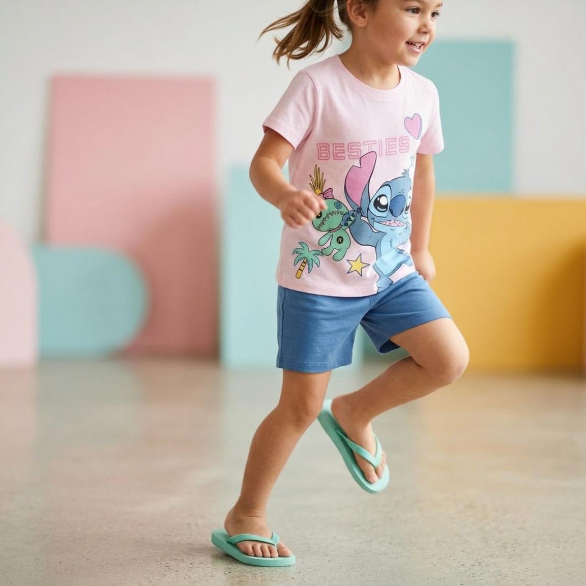 Camiseta manga corta Infantil Stitch com estampado Besties Rosa Claro 6/6