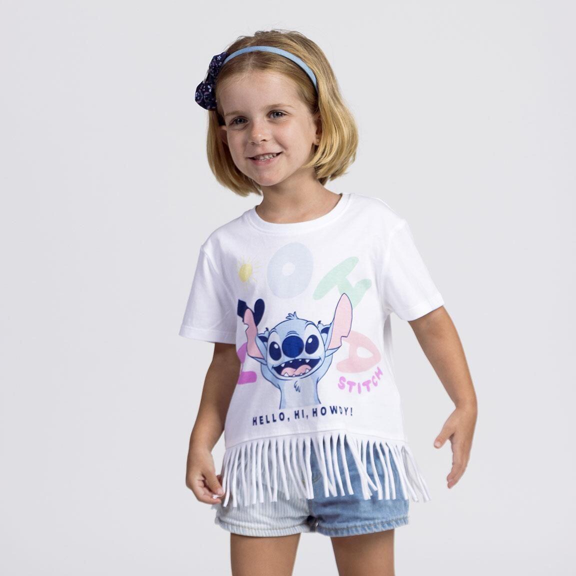 Camiseta Enfant Stitch Manga Corta Blanca avec Flecos et Estampado 4/5