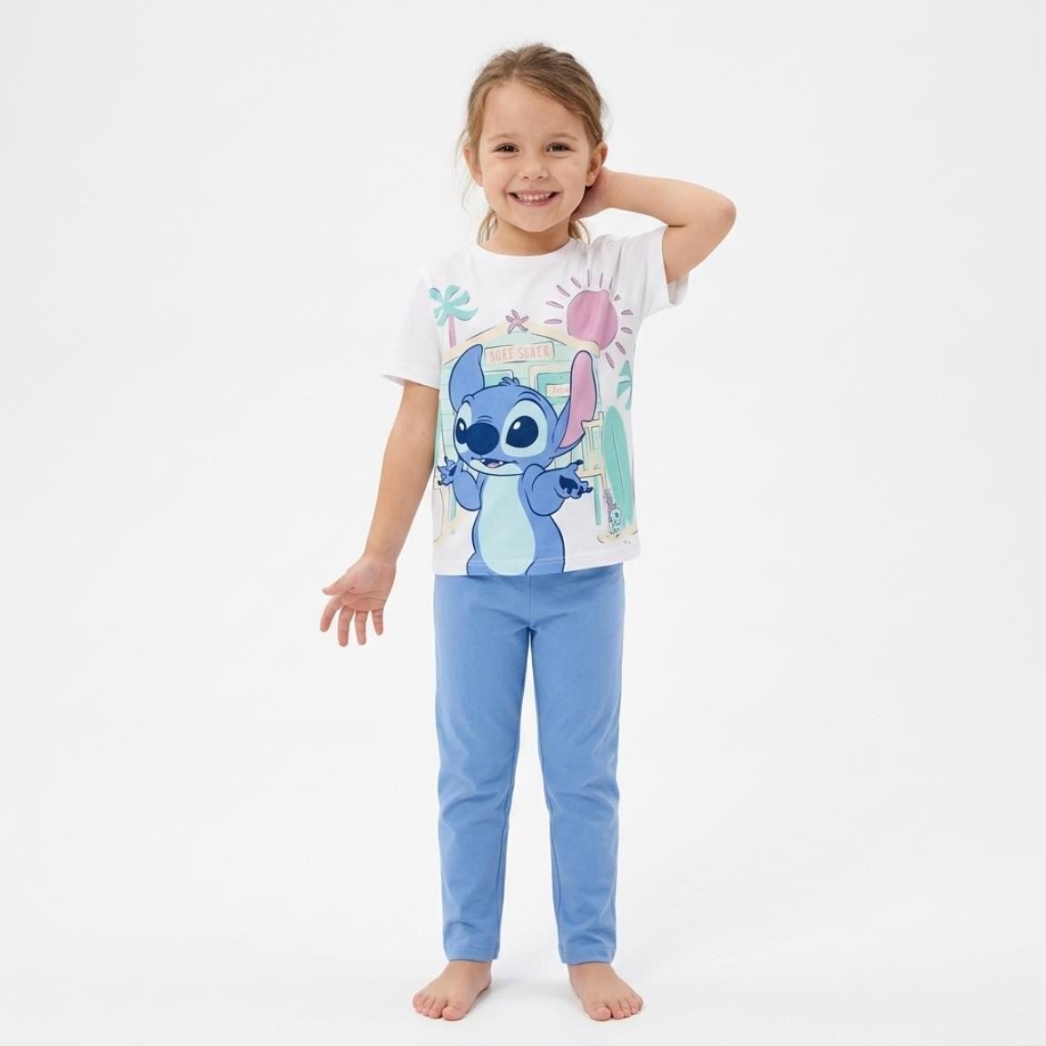 Camiseta Infantil Stitch Manga Corta Estampado Surf Shack Blanca 4/6