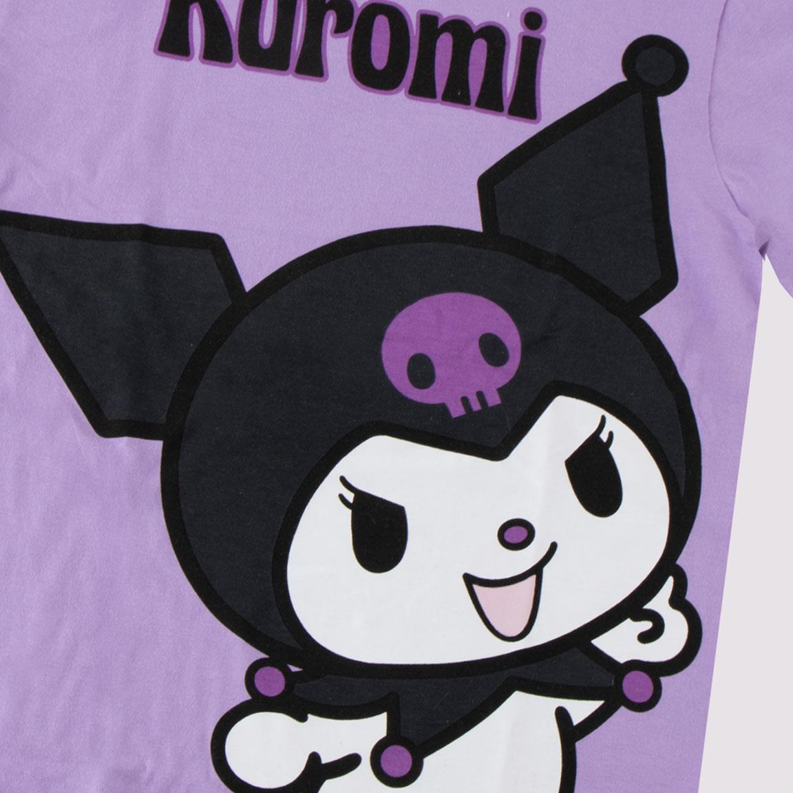 Camiseta manga corta Infantil Hello Kitty Kuromi Morada de algodón suave 3/6
