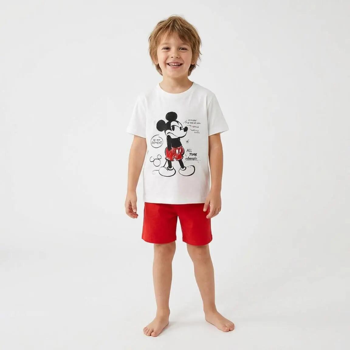 Kinder T-shirt korte mouw Mickey met print voorkant wit 3/6