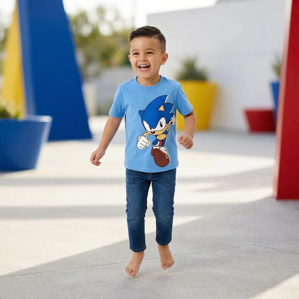 Camiseta manga corta Niños Sonic con estampado frontal Azul Claro 6/6