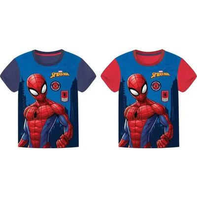 Baseballshirt marvel comics zwart met knopen en rode boordjes