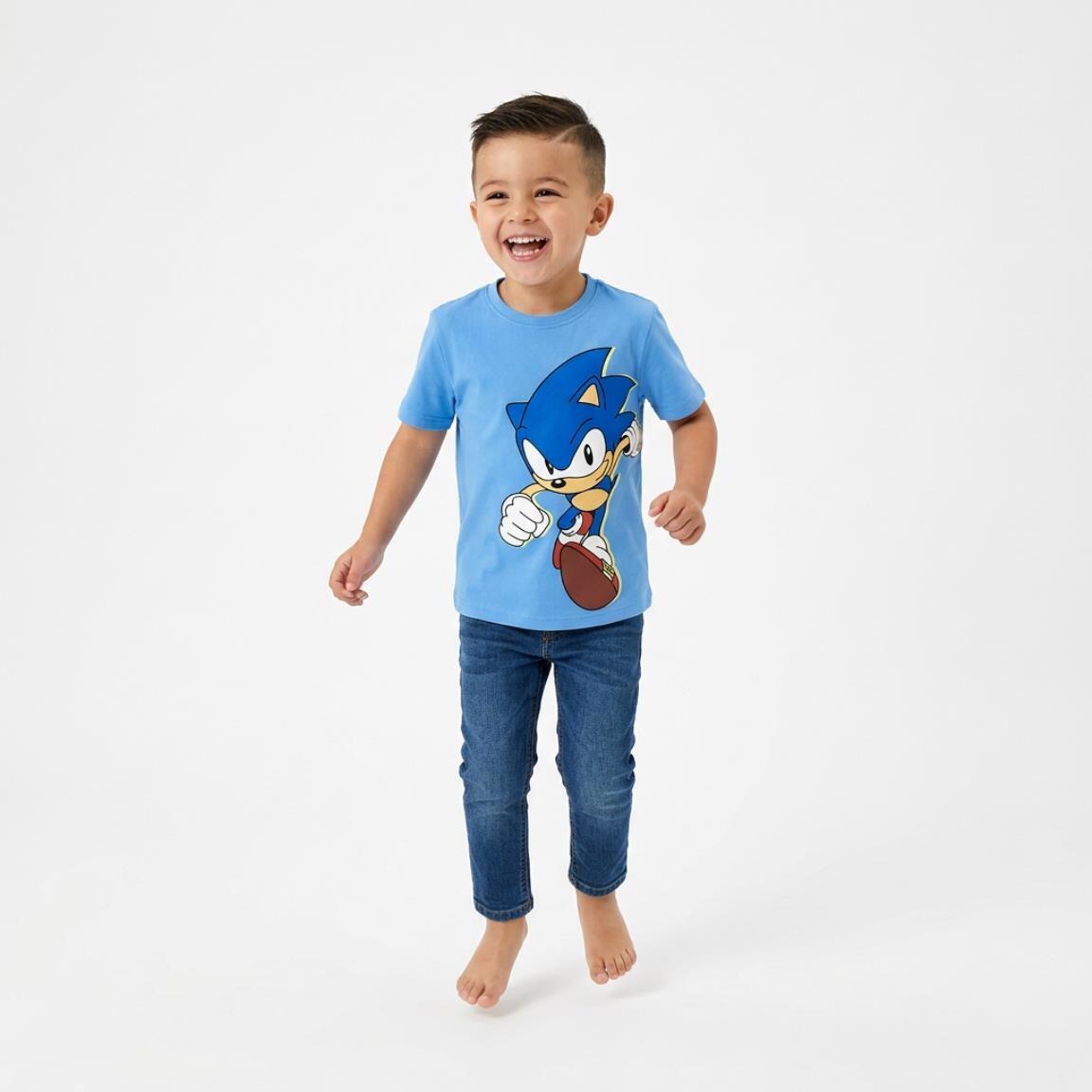 Camiseta manga corta Niños Sonic con estampado frontal Azul Claro 4/6