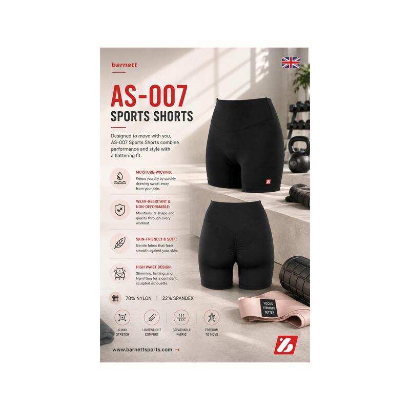 AS-007 Pantaloni scurți sport, Negru
