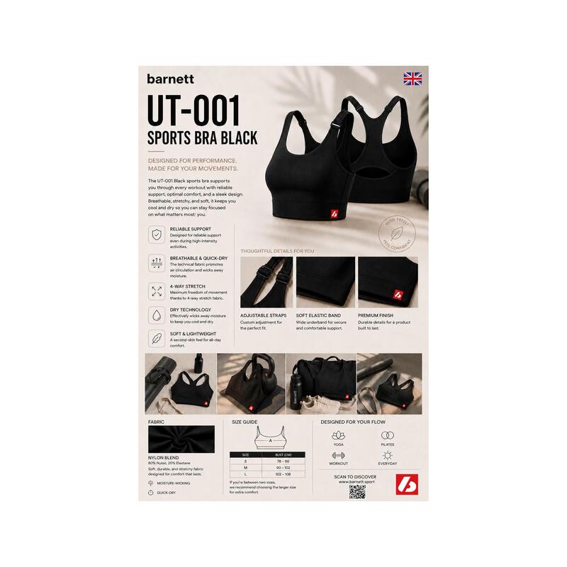 UT-001 BRA Sport - Sutien Sport, Negru