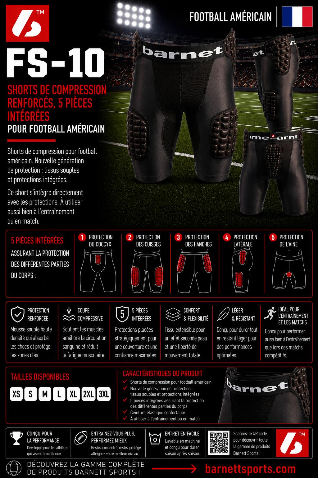 FS-10 Verstärkte Kompressionsshorts, 5 integrierte Teile, American Football 7/7