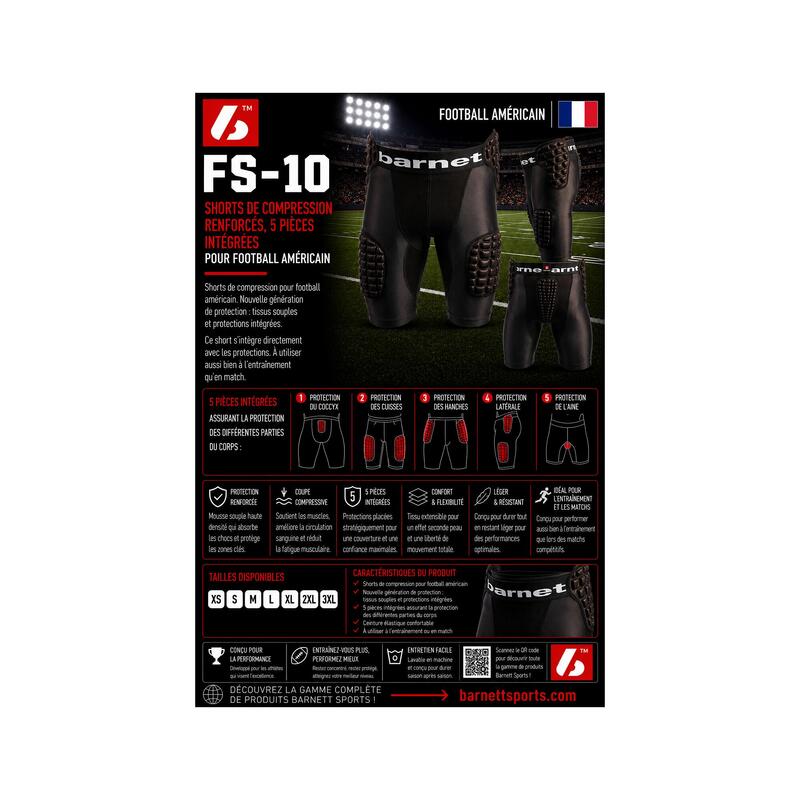 FS-10 M Pantaloni scurți de compresie ranforsati, 5 piese integrate