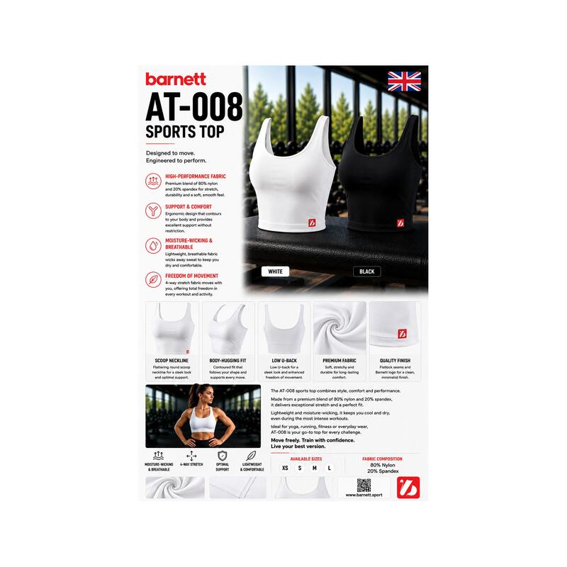 AT-008 TOP sport - Sutien sport, Alb