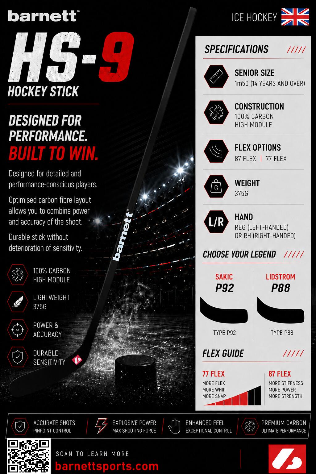 HS-9 RH Hochmodul-Carbon-Hockeyschläger (für Rechtshänder). 7/7