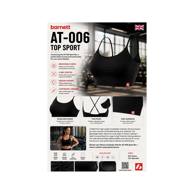 AT-006 TOP sport - Sutien sport, Negru