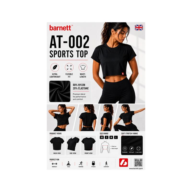 AT-002 TOP sport - Sutien sport, Negru
