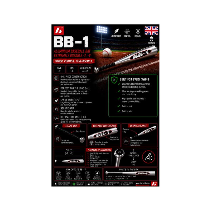  Bâtă de baseball din aluminiu BB-1 de 29 inchi
