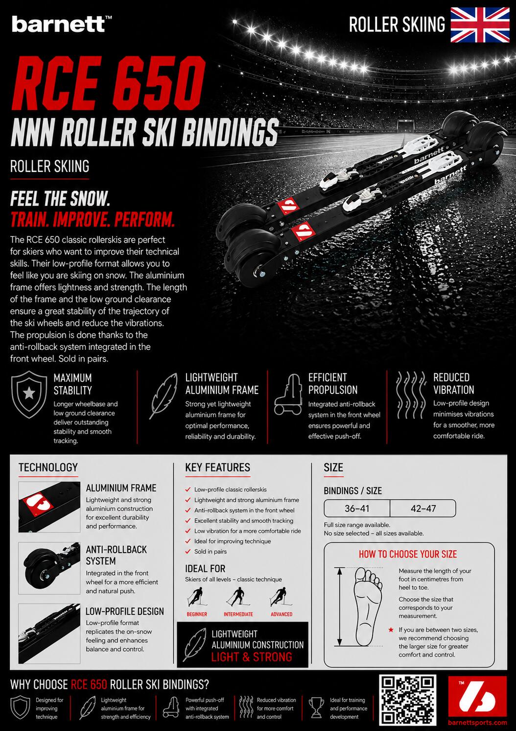RCE-650 Binding NNN Roller ski, BLACK 6/6