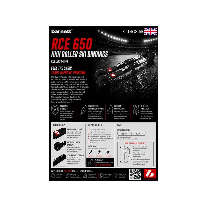 RCE-650 Legături NNN Roller ski, NEGRU 42-47