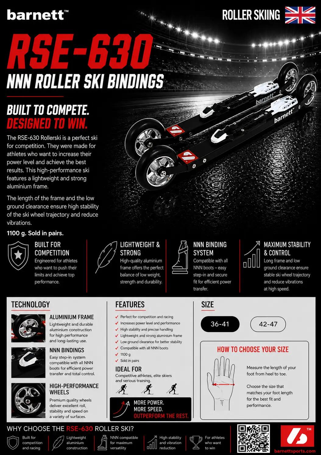 RSE-630 fixations NNN Ski roue NOIR 6/7