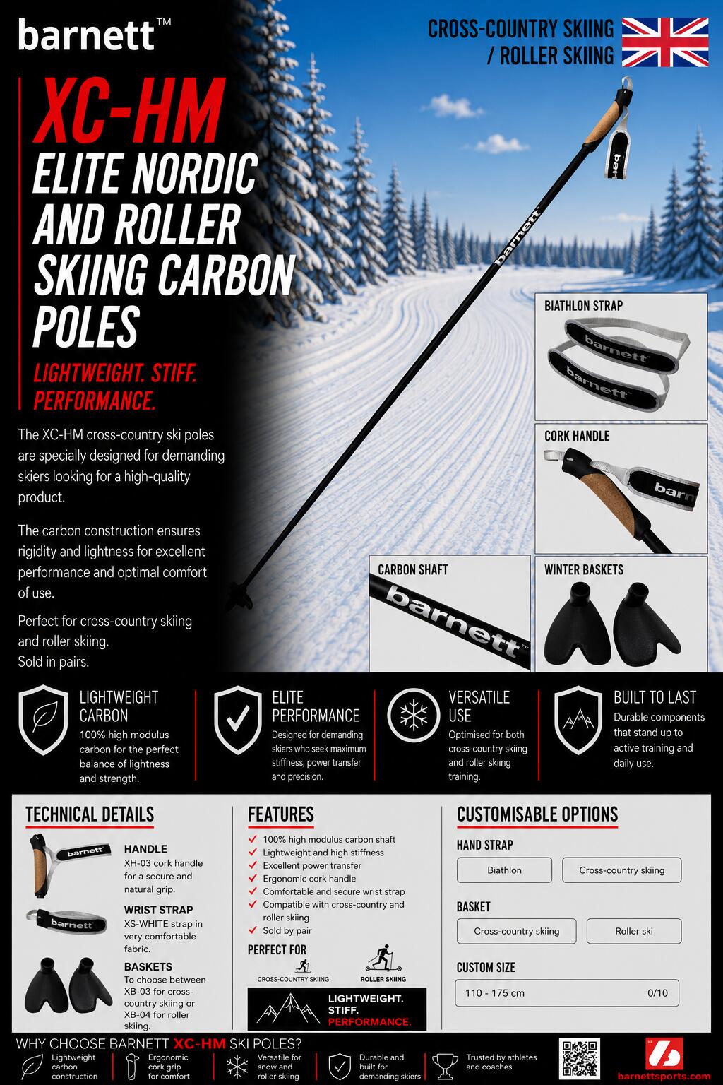 XC-HM - Black - Elite Nordic and Roller Skiing Carbon Poles 7/7
