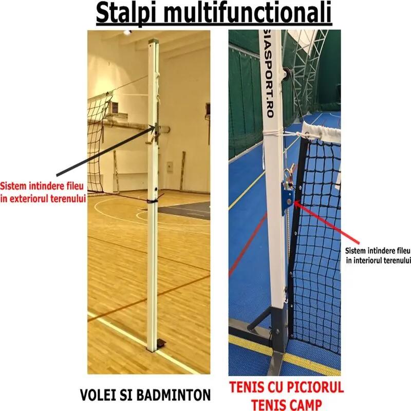 Stalpi volei Anastasia Sport profil aluminiu 80x80 mm cu inaltime reglabila 9/15