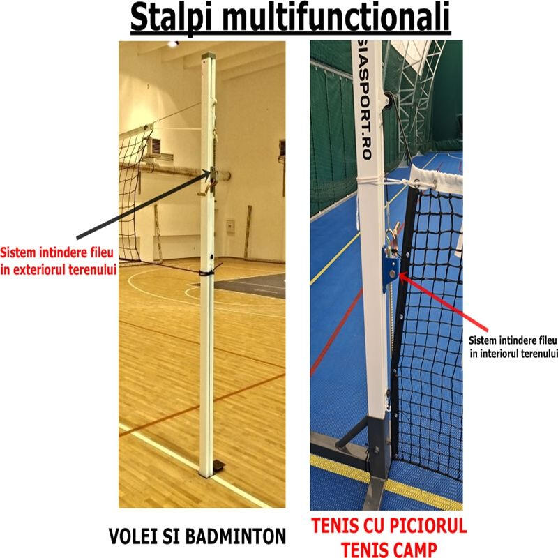 Stalpi volei Anastasia Sport profil aluminiu 80x80 mm cu inaltime reglabila