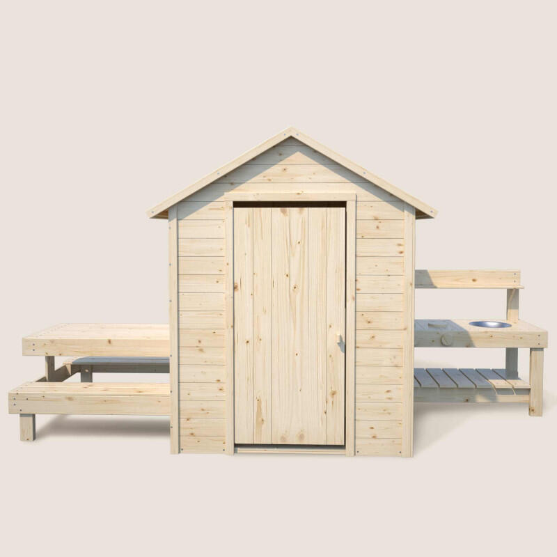 Cabane en bois enfant cuisine et table BLANCHE 4/5