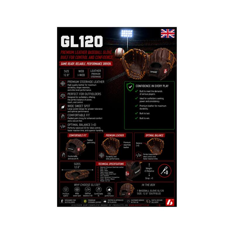  Mănușă de baseball din piele RH GL-120