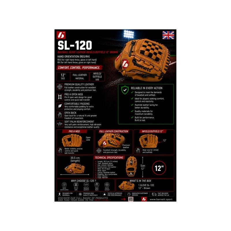  Mănușă de baseball din piele REG SL-120