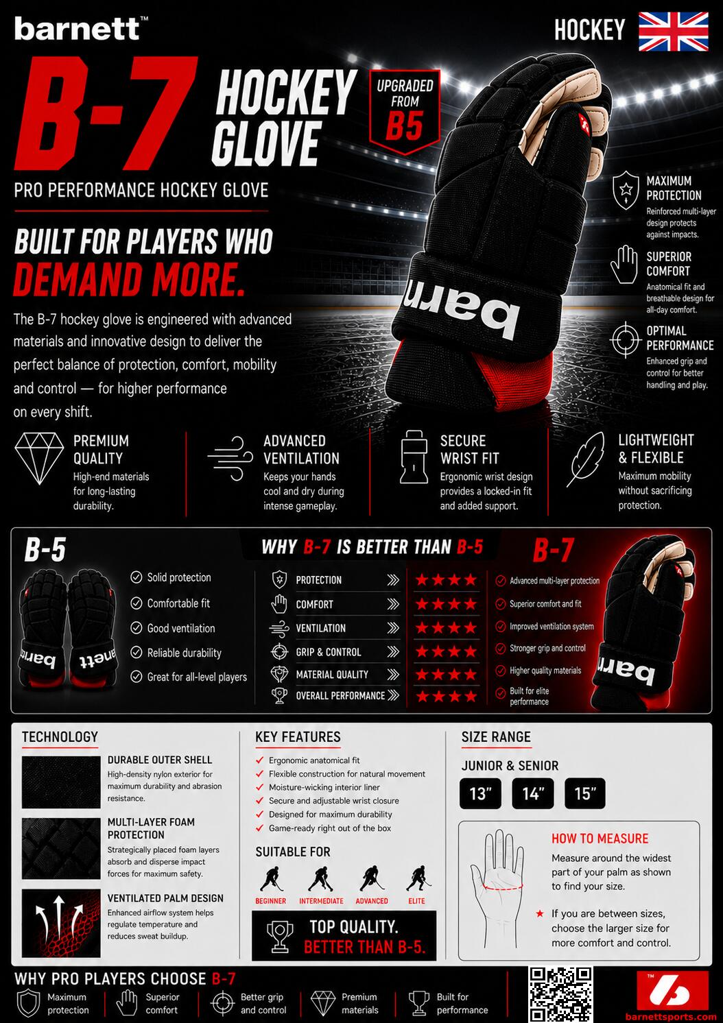 B-7 wedstrijd hockeyhandschoen 6/6