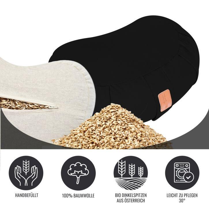 Cuscino yoga mezzaluna GORILLA SPORTS 19×45 cm cotone, nero 2/7