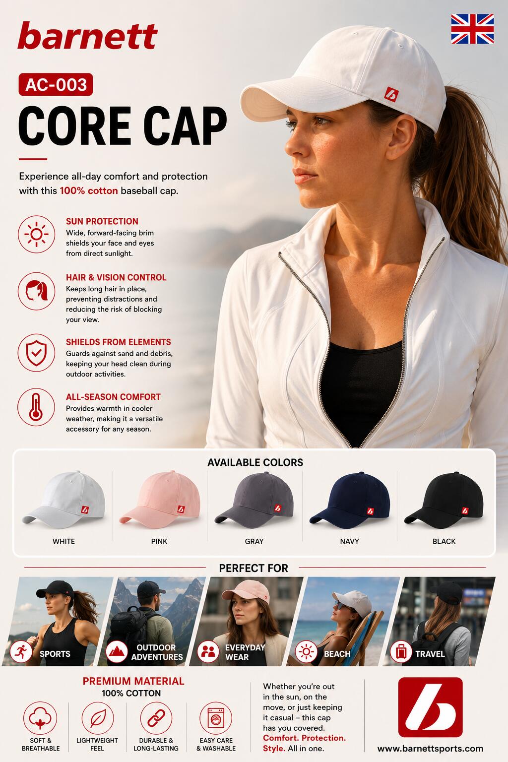 AC-003 CORE Cap - Czapka baseballowa, Szara 5/6