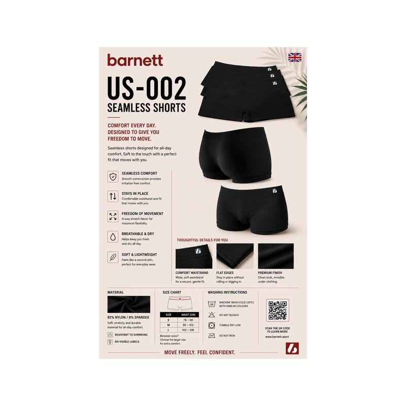 US-002 Shorty – Set de 3 piese, Negru