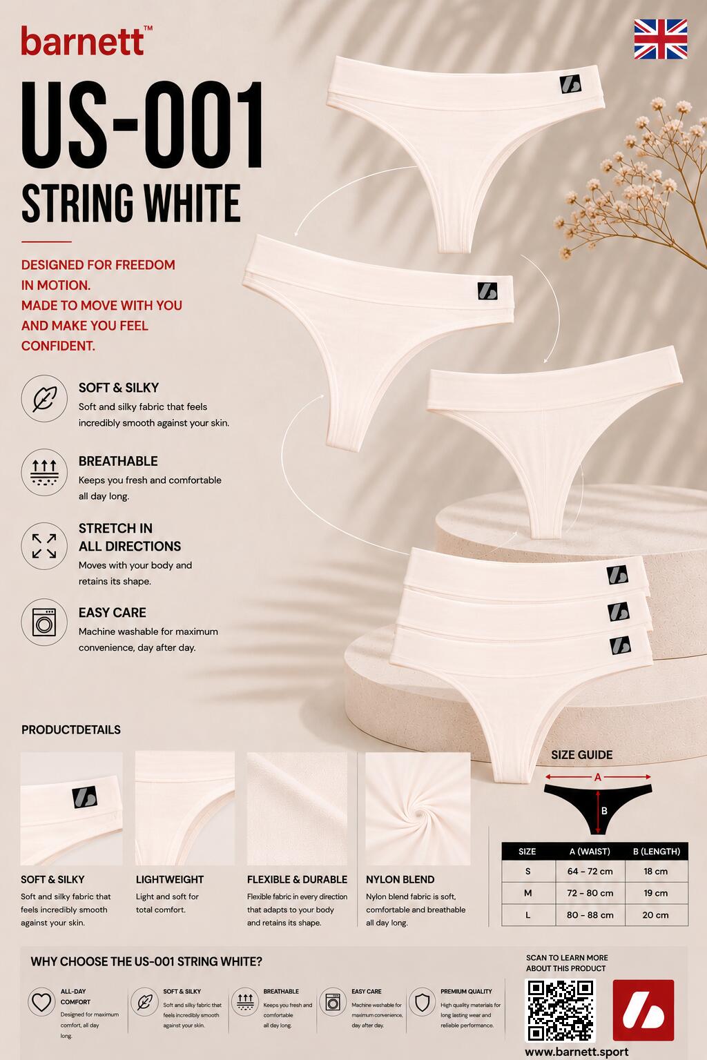US-001 String - Snarenset van 3 stuks, Wit 4/4