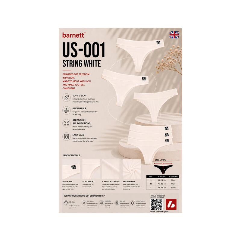 US-001 String - Tanga, Set de 3 piese, Alb