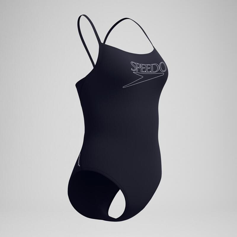 Speedo Dames Badpak Endurance+ Logo Thin Strap Zwart/Wit