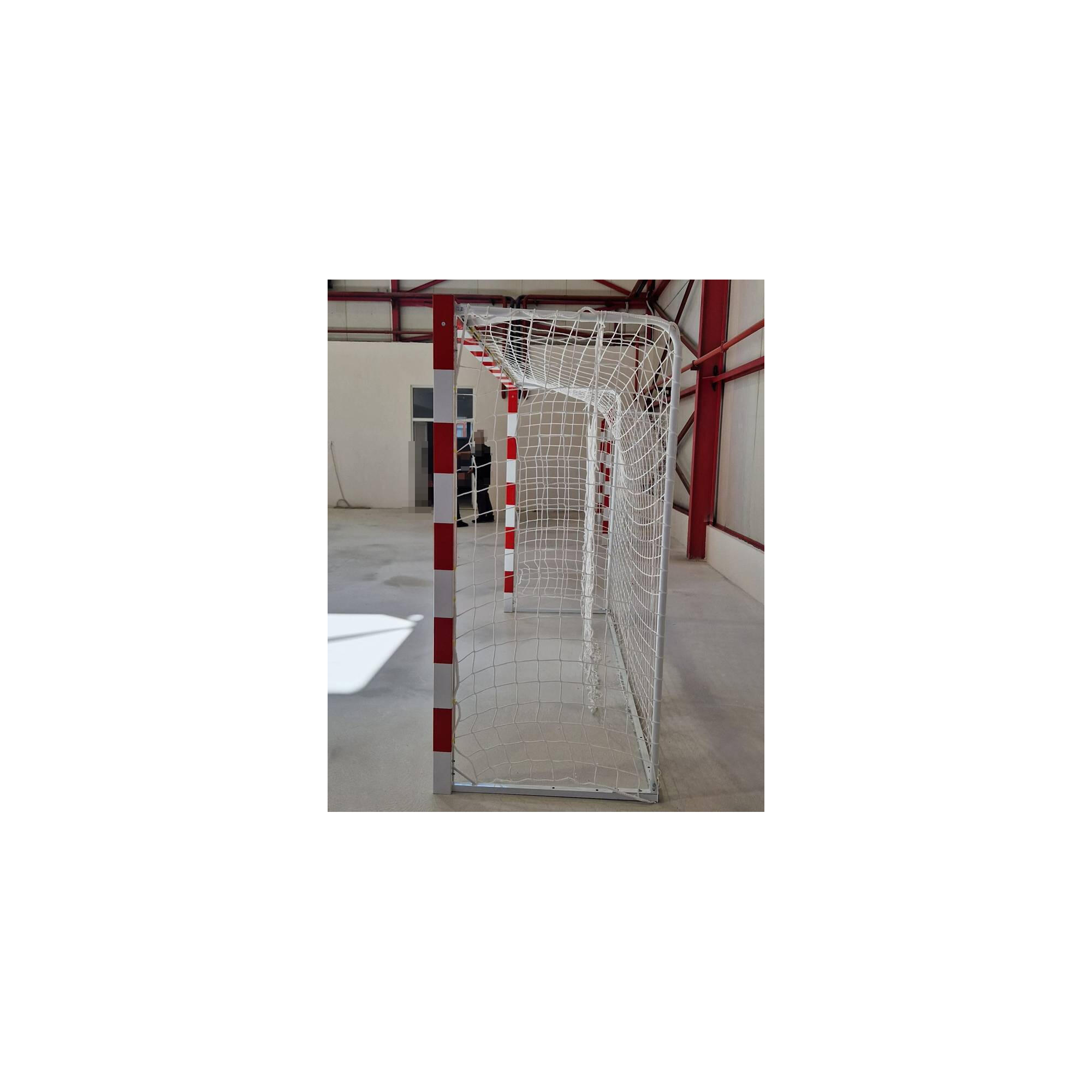 Poarta handbal 3x2 m Anastasia Sport, aluminiu, spate otel, alb cu rosu, plasa