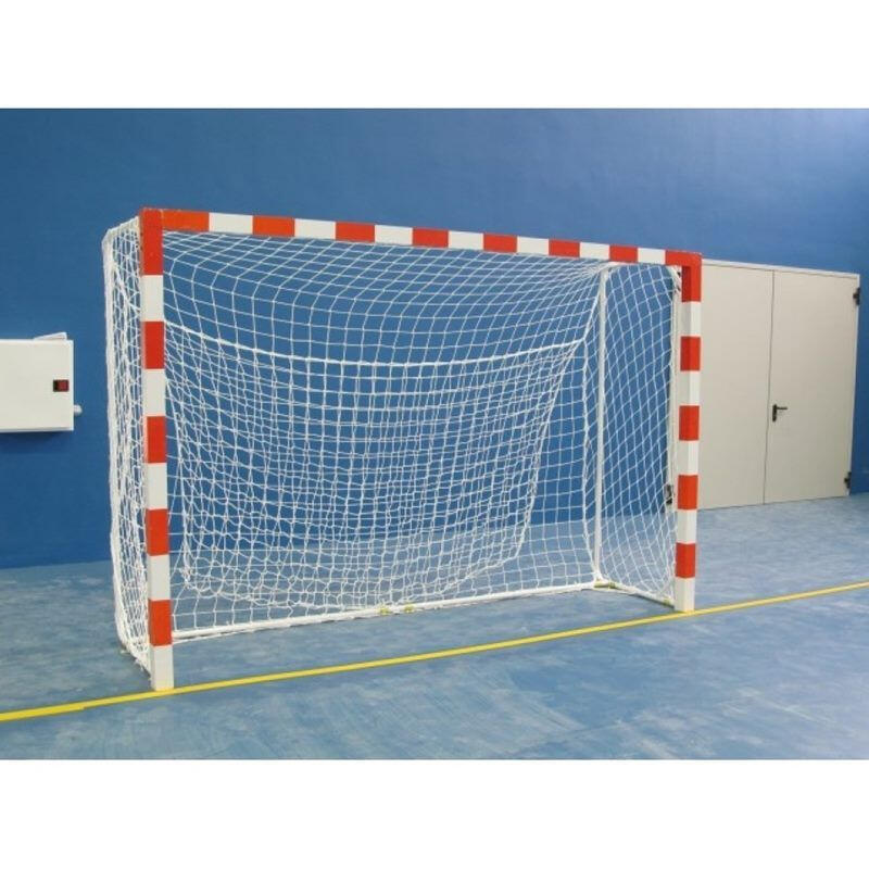 Poarta handbal 3x2 m Anastasia Sport, aluminiu, spate otel, alb cu rosu, plasa