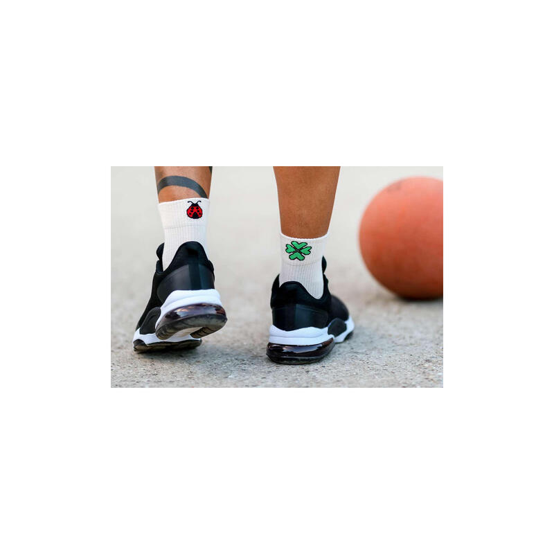 Sosete bumbac organic bej cu buburuza si trifoi  Active Day, 35-38 EU